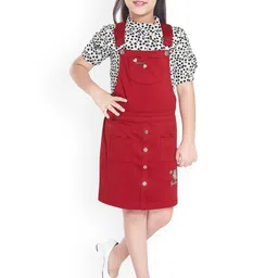 Peppermint Girls Straight Fit Dungaree With Printed Top-image-13
