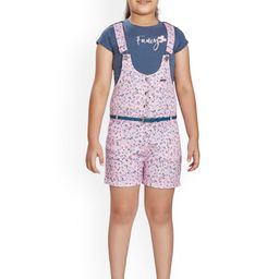 Peppermint Girls Printed Shoulder Straps Dungaree-image-80