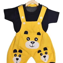 BAESD Infants Printed Pure Cotton Dungaree With T-Shirt-9