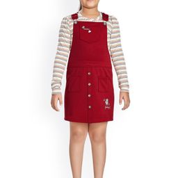 Peppermint Girls Cotton Dungaree With Striped T-Shirt-image-11