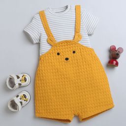 Nino Bambino Kids Infants Self Design Cotton Dungarees-image-36