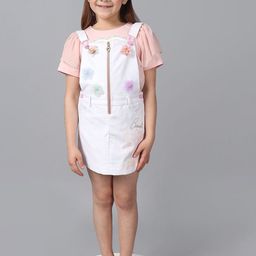 One Friday Girls Floral Printed Pure Cotton Dungaree With Top-image-28