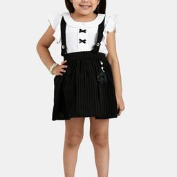 Peppermint Girls Black & Grey Striped Skirt Dungaree-image-89