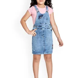 Peppermint Girls Pure Cotton Dungarees With Cap Sleeve Top-image-10