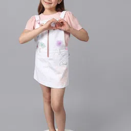 One Friday Girls Floral Printed Pure Cotton Dungaree With Top-picture-41