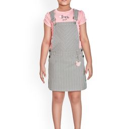 Peppermint Girls Striped Denim Dungaree Dress-image-62