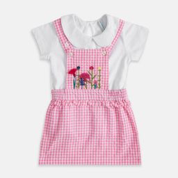 Pantaloons Baby Girls Pink & White Checked Pure Cotton Dungarees-picture-43