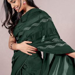 KALINI Women Embellished Striped Sarees-32