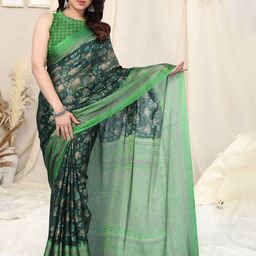 KALINI Floral Printed Poly Chiffon Saree-image-72