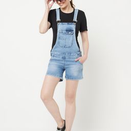 Crimsoune Club Women Blue Straight-Leg Denim Dungarees-image-98