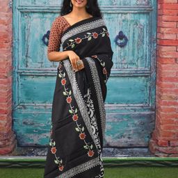clothonus Ethnic Motifs Pure Cotton Block Print Saree-image-19