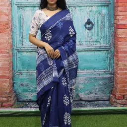 clothonus Batik Pure Cotton Block Print Saree-33