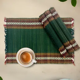 Peepul Tree 4Pcs Green & Brown Self-Design Dining Table Mats-image-68