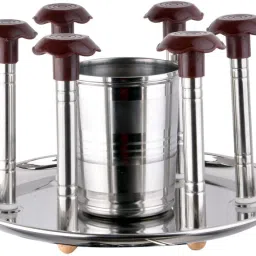 Glass and Spoon Set Organizer for 6 Glasses Stand for Kitchen Coffee Cup Holder Steel, Plastic Glass Holder-image-60