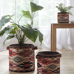 Mona B Jules Cream Colored & Brown Printed Large Planter-16