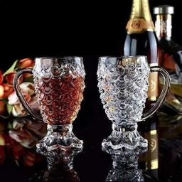 (Pack of 2) Pineapple/Fish Shape Clear Whiskey,Juice Mug ,Glass Beer Mug 150 ml, (Pack of 2) Glass Set Water/Juice Glass-17