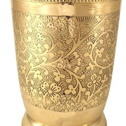 BRASS EMBOSSED DESIGN GLASS 300 ML Glass Water/Juice Glass-image-11