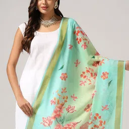 Kaizen TEXO FAB Printed Linen Dupatta with Zari image 5