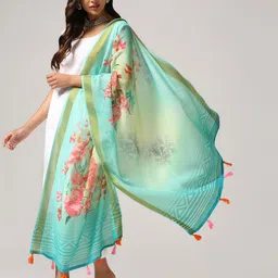 Kaizen TEXO FAB Printed Linen Dupatta with Zari image 4