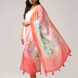 Kaizen TEXO FAB Printed Linen Dupatta with Zari image 2
