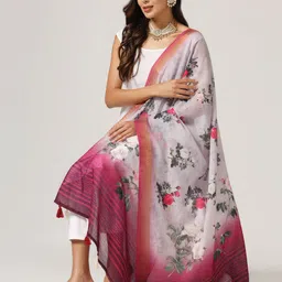 Kaizen TEXO FAB Printed Linen Dupatta with Zari image 4