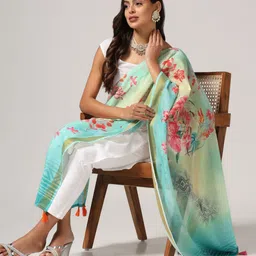 Kaizen TEXO FAB Printed Linen Dupatta with Zari image 2