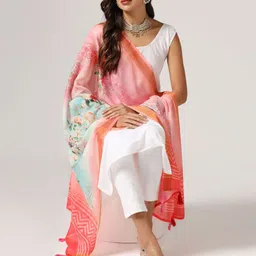 Kaizen TEXO FAB Printed Linen Dupatta with Zari image 4