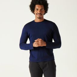 Men's Cotton Gym Long sleeve T-shirt Regular fit 100 - Dark Blue-image-5