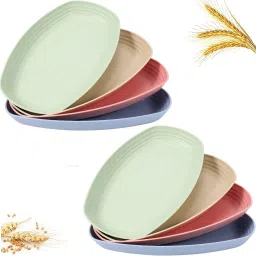 Reusable Wheat Straw Ovaltray Set (8pcs) Tray-image-46