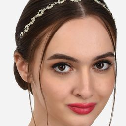 Zaveri Pearls Gold-Plated Green & White Kundan Studded & Pearl Beaded Hair Bun Jewellery-image-37