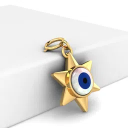 KUBERBOX 18KT Gold Starry Evil Eye Charm Pendant- 0.86gm-picture-39