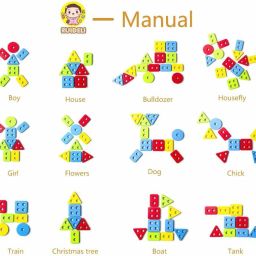 bestie toys Wooden Geometry Shape Sorting Board Building Shapes Toy image 3