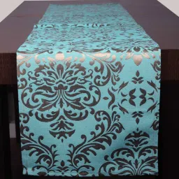 sivya by home Turqouise Hallway Damasc Cotton Jacquard (60 x 13) Table Runner-picture-17