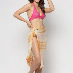 Dupatta Bazaar Women Rust Orange Tye- Dye Printed Sarong-image-23