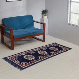 KLOTTHE Blue & Brown Floral Printed Cotton Carpet-image-72