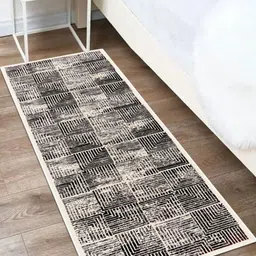 MODEFE Cream & Black Geometric Anti-Skid Carpet-17