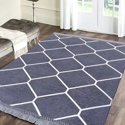 Sparrow world Grey & White Geometric Living Room Carpet-15