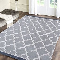 Sparrow world Grey & White Printed Chennille Carpet-79