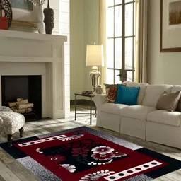 ZESTURE Maroon & Black Floral Printed Carpet-picture-31