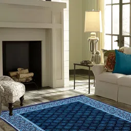 ZESTURE Blue Printed Carpet-5