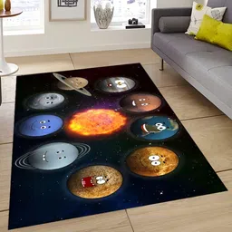 Sparrow world Black & Orange Solar System Printed Anti-Skid Carpet-image-28