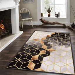 Sparrow world Brown Bohemian Anti-Skid Polyester Carpet-image-92