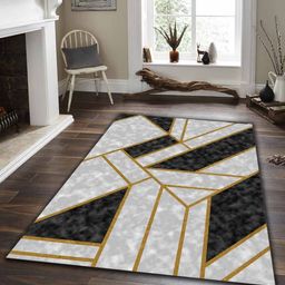 Sparrow world White Bohemian Anti-Skid Polyester Carpet-11