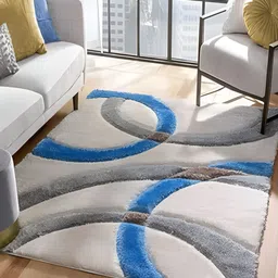 Shopgallery Grey & Blue Geometric Carpet-12