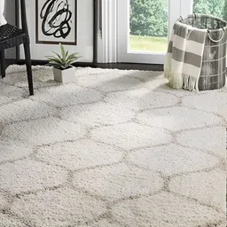 Shopgallery Beige Geometric Anti-Skid Shaggy Carpet-image-35