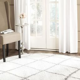 Shopgallery White & Brown Geometric Anti-Skid Shaggy Carpet-image-63
