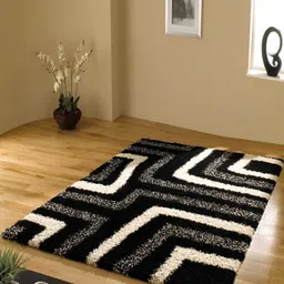 Shopgallery Off White & Black Geometric Printed Anti Skid Carpet-4