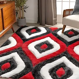 Shopgallery Black & White Geometric Anti-Skid Carpet-6