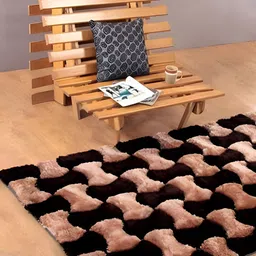 Shopgallery Brown & Black Geometric Printed Anti Skid Carpet-picture-29