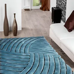 Shopgallery Teal Blue & Black Geometric Anti-Skid Polyester Carpet-9
